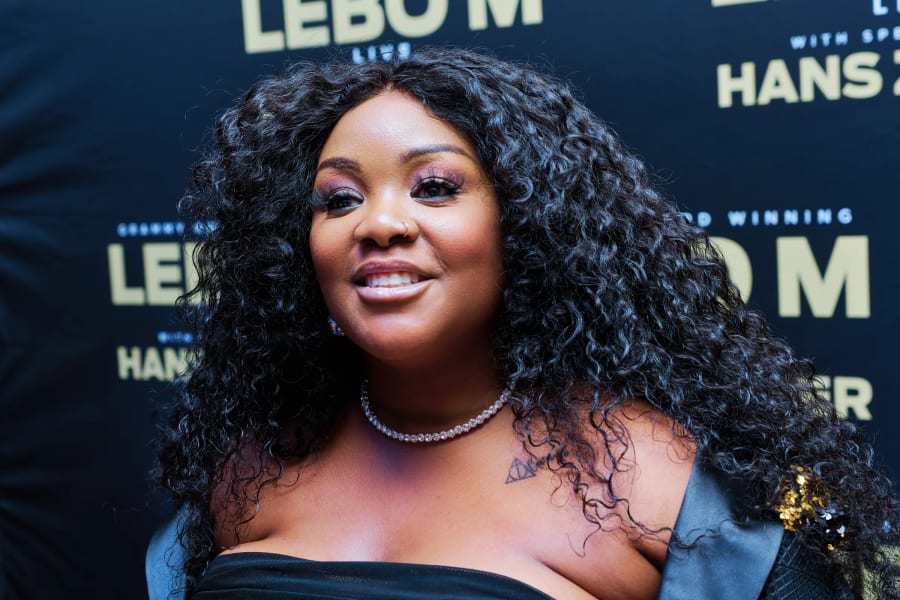 Refilwe Morake on the red carpet at Lebo M with Hans Zimmer, Cape Town