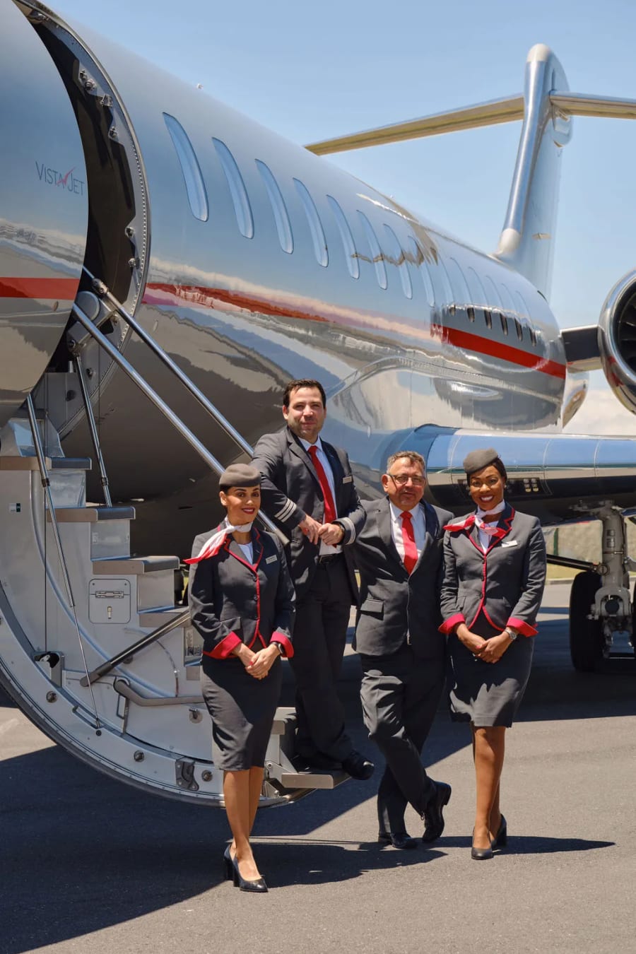 VistaJet crew and guests at a private jet product launch, Cape Town