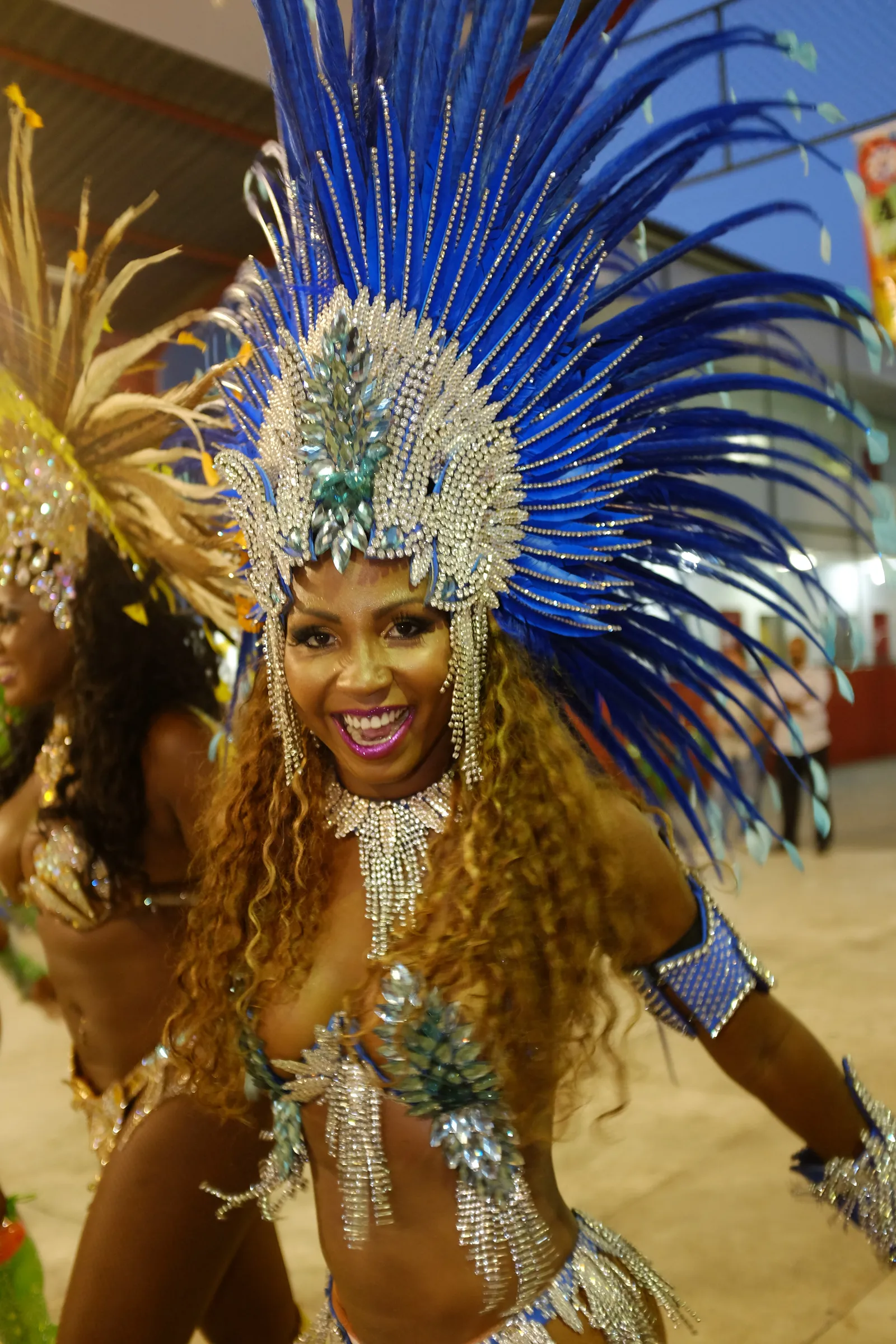 Carnival dancer in full costume, photographed on an incentive programme in Brazil