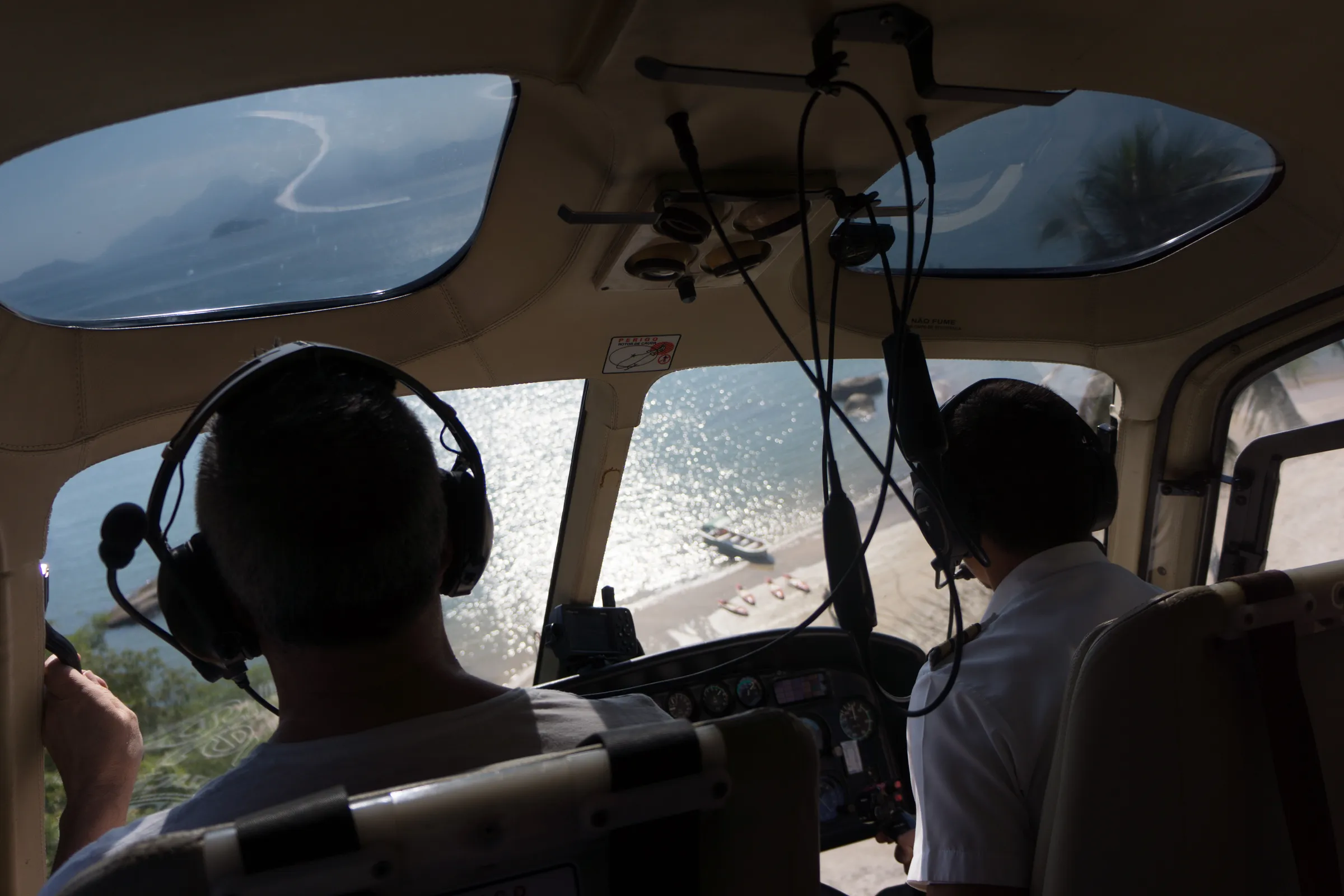 Helicopter transfer along the coast during an incentive programme in Brazil