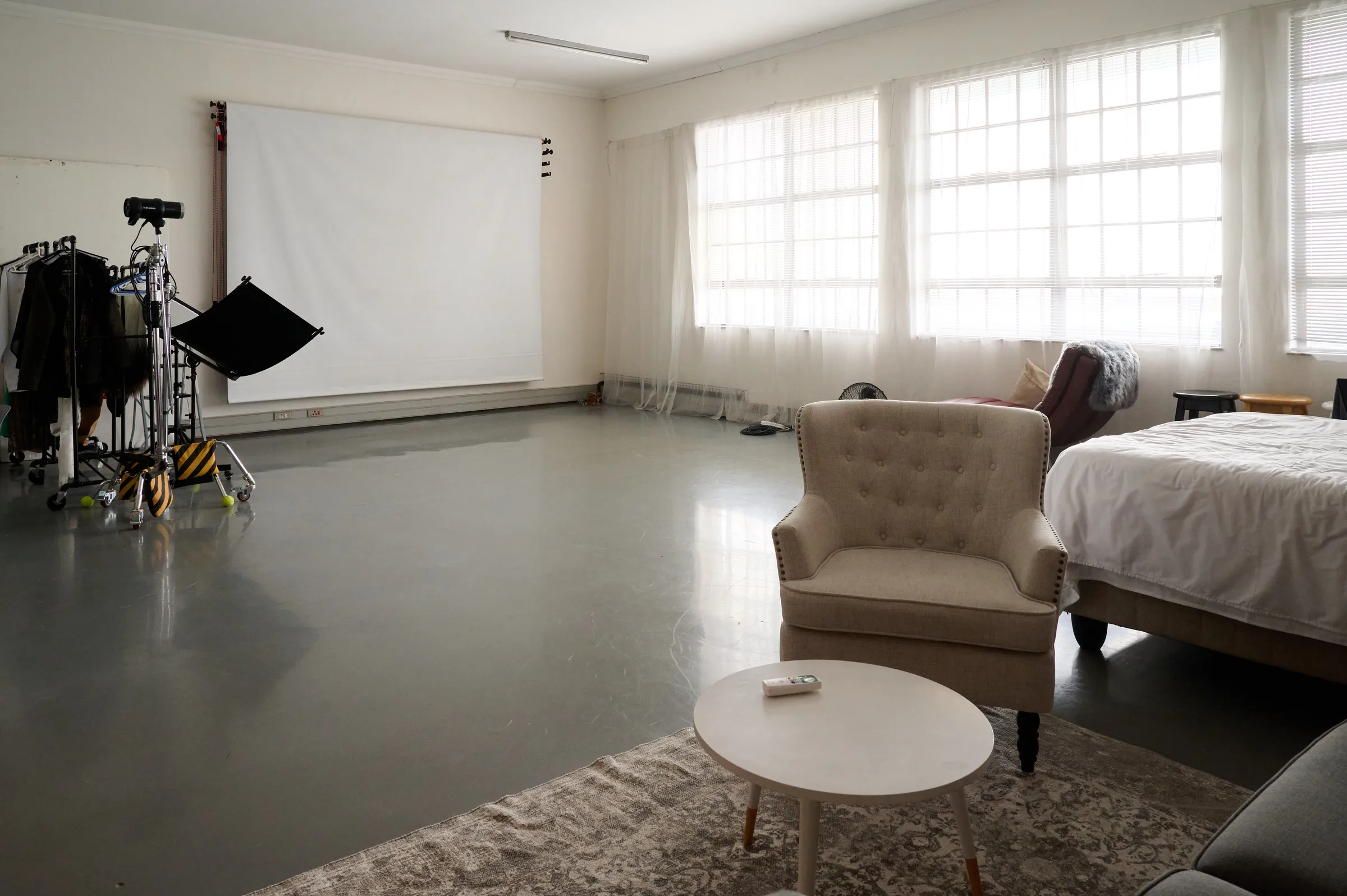 Photography studio interior, wide shot, Saltcircle Building, Woodstock, Cape Town